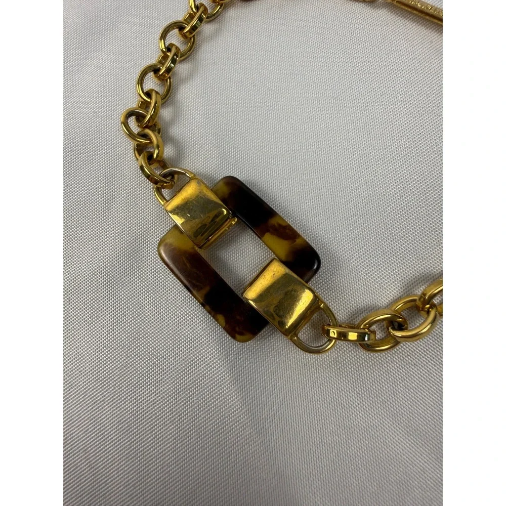Napier Gold Tone Tortoiseshell Buckle Link‎ Chain Bracelet Vintage Style